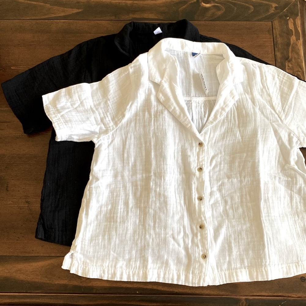 Bundle Of Two Black Button Down Blouses - image 1